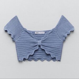 Zara Crochet Scalloped Knit Crop Top
